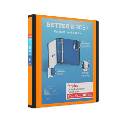 Staples Better Binder, 3 Inch D-Ring, Blue, Reinforced Rubber Spine