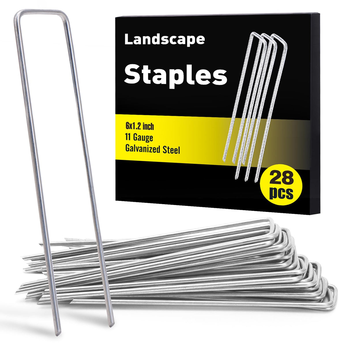 HongWay 500 Pack Landscape Staples 4 Inch, Galvanized Garden Stakes