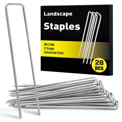 HongWay 500 Pack Landscape Staples 4 Inch, Galvanized Garden Stakes