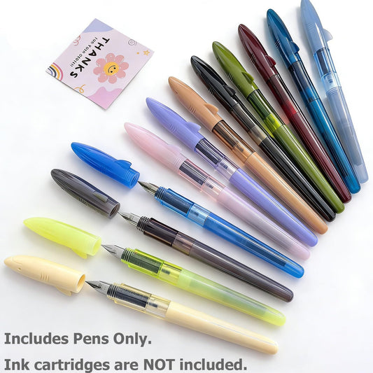 Jinhao Shark Series Fountain Pen, 12 Pack Extra Fine (EF) Nib, Assorted Colors, Durable Resin Body, Smooth Writing Pen with Ink Converters and Reusable Storage Case
