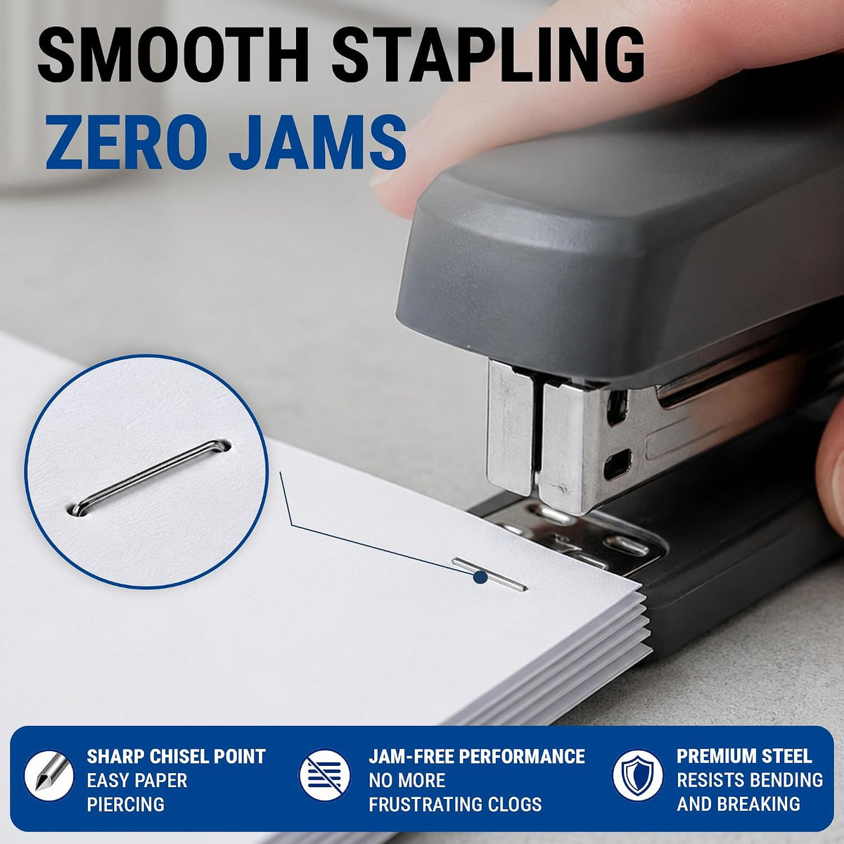 50,000 Standard 26/6 Staples (1/4 Inch), Anti-Jam Chisel Point, 210 per Strip, Bulk Office Staples Refill, 10 Boxes of 5,000, Rust-Resistant Steel, Fits Standard Staplers, 2–20 Sheet Capacity