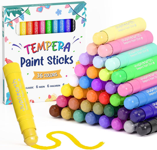 JUPITEARTH Paint Sticks for Kids 36 Colors, Fast-Drying, Smooth