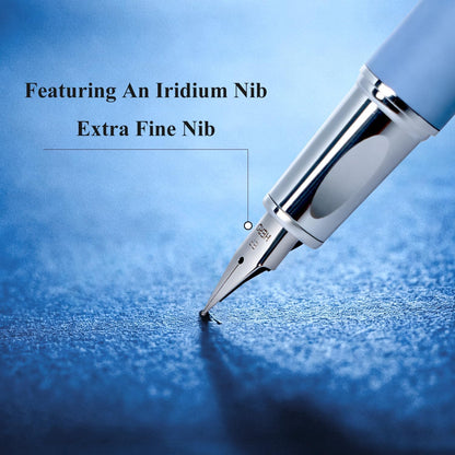 HERO 9338A Student Fountain Pen with Magnetic Cap, 0.38mm Extra Fine Iridium Nib, Gradient White Green Finish, Beginner Pen for School & Present Gift, Smooth Writing for Journaling & Calligraphy