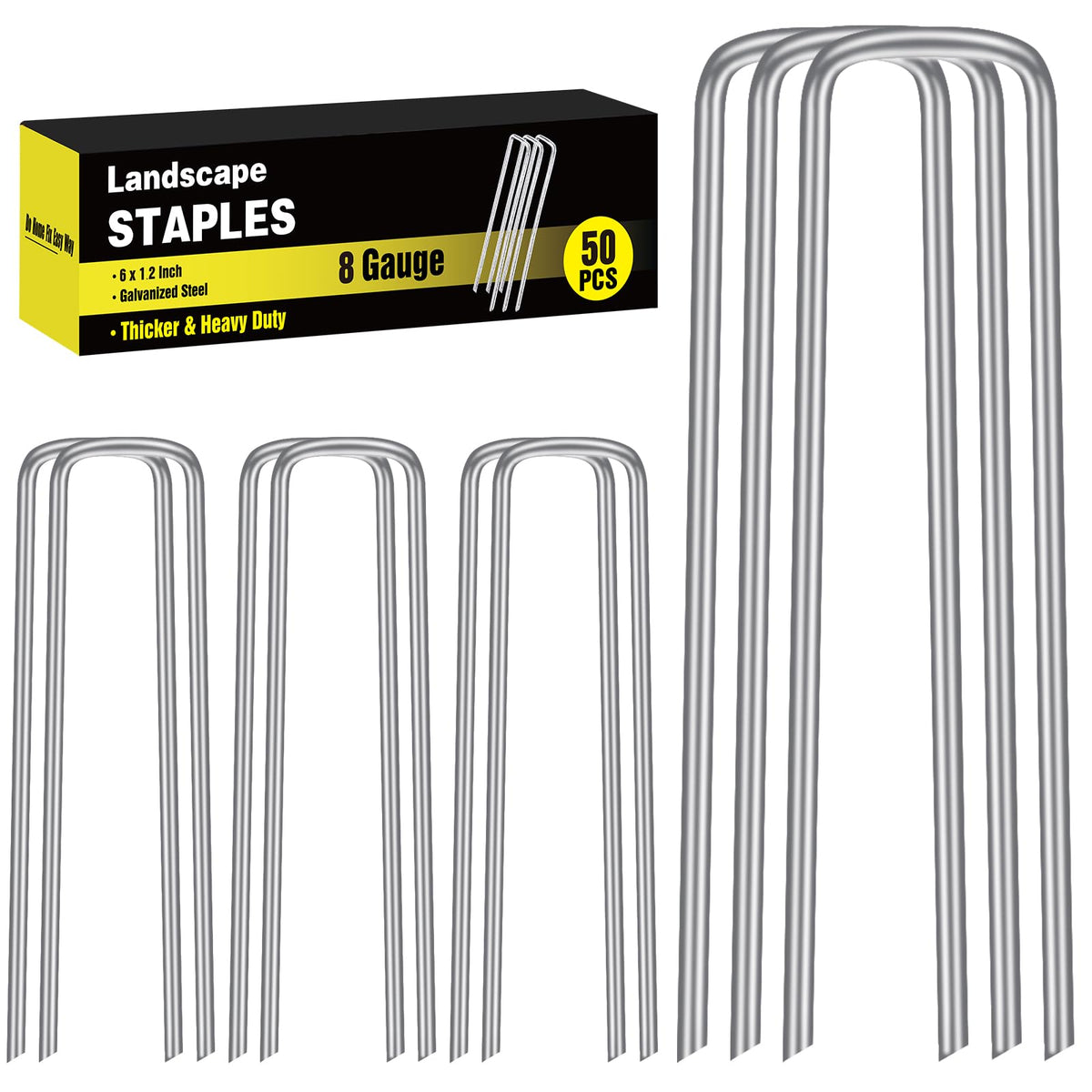 HongWay 500 Pack Landscape Staples 4 Inch, Galvanized Garden Stakes