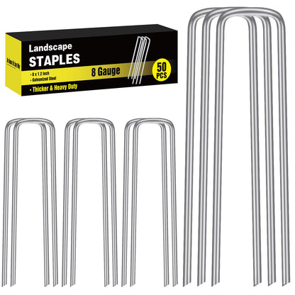 HongWay 500 Pack Landscape Staples 4 Inch, Galvanized Garden Stakes