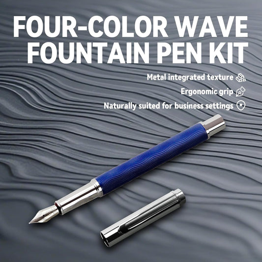 YUNCHUN Fountain Pen Set for Men Women, Streamline Design Refillable Pen with Medium Nib, 20 Ink Refills (10 Black + 10 Blue), Smooth Writing Gift, Blue
