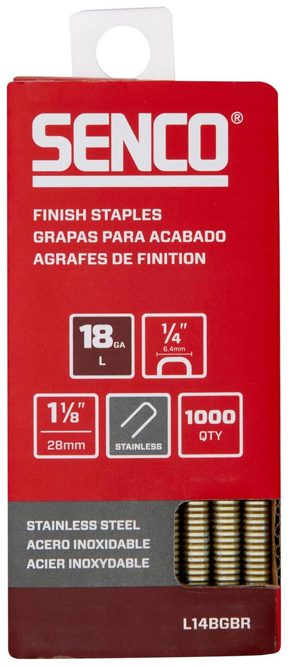 SENCO Collated Medium Wire Staples, Stainless Steel, 18GA(L11BGBR) 1,000 bx
