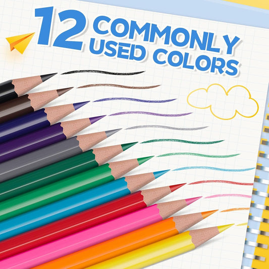 12 Pack Colored Pencils, Color Pencils Bulk for Kids Classroom, 144 Count