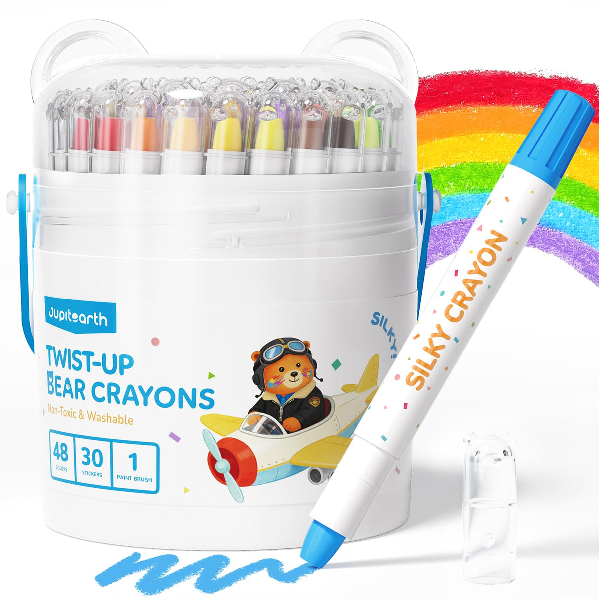 JUPITEARTH Silky Crayons for Toddlers, Twist Crayons, Non-Toxic, 36 Colors