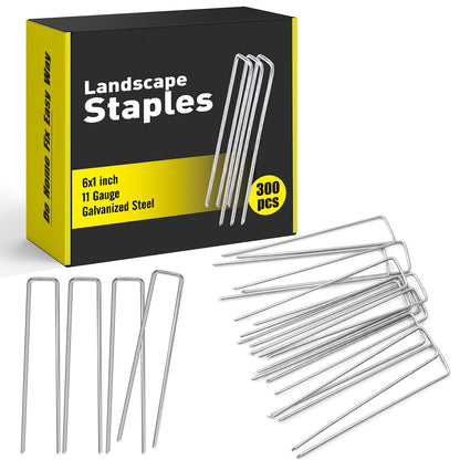 HongWay 500 Pack Landscape Staples 4 Inch, Galvanized Garden Stakes
