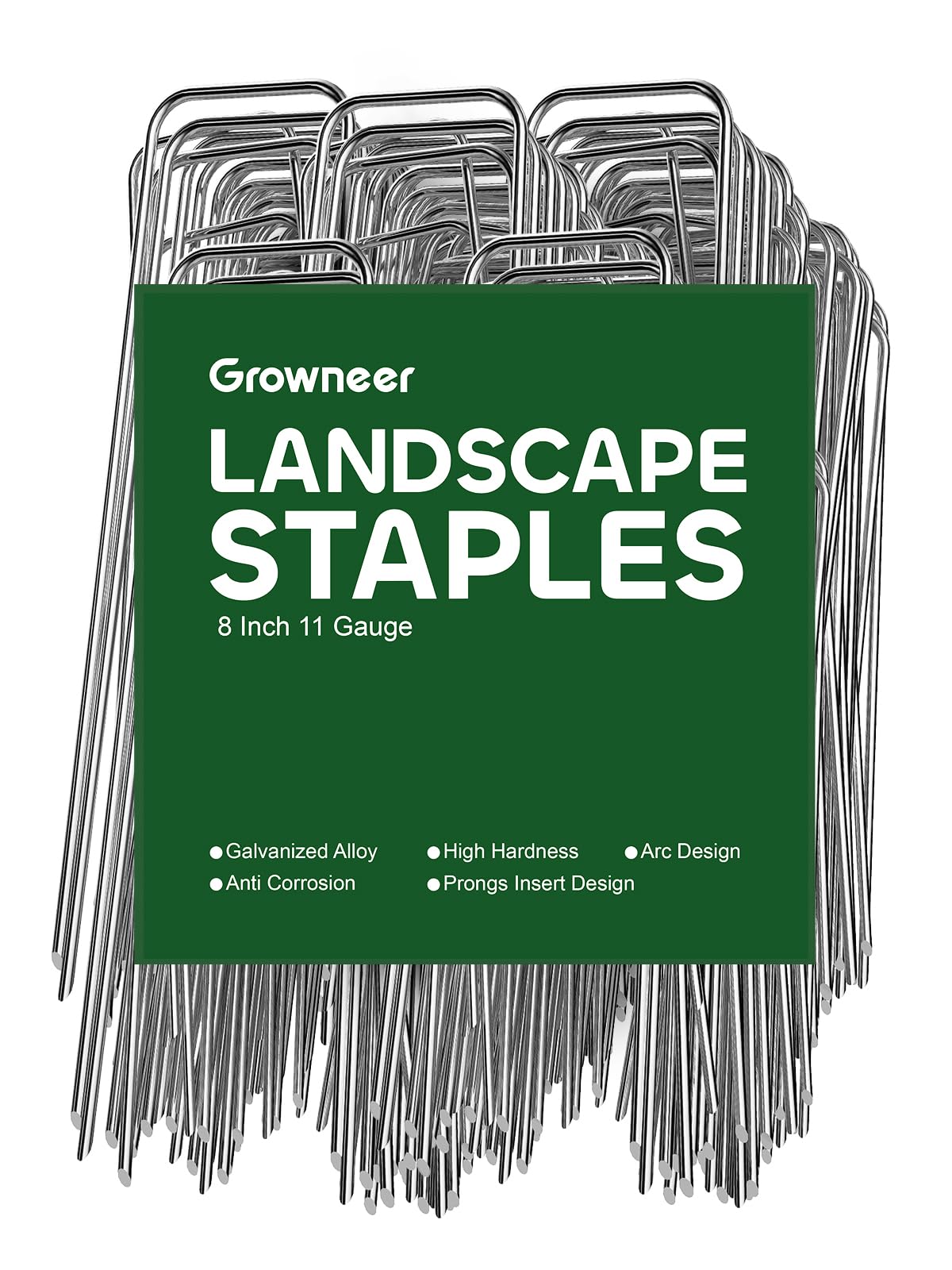 GROWNEER 100 Pack Landscape Staples 6 inch Galvanized Steel Garden Stakes