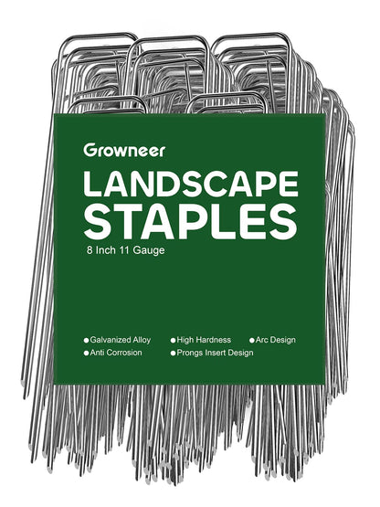 GROWNEER 100 Pack Landscape Staples 6 inch Galvanized Steel Garden Stakes