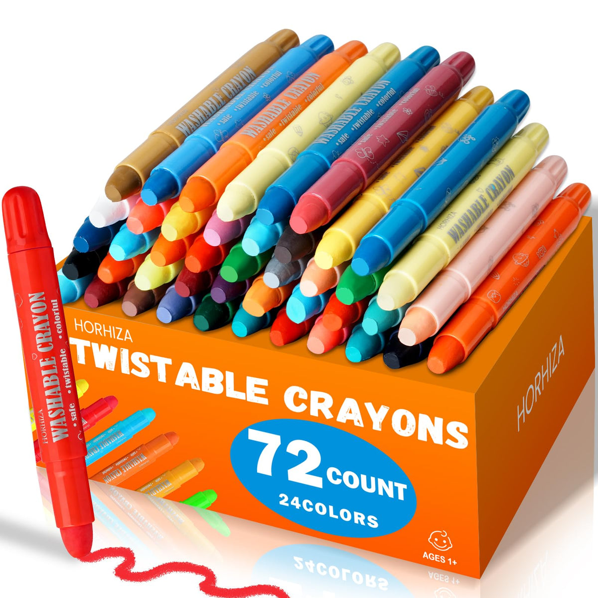 72 Count (36 Colors) Jumbo Twist-Up Crayons for Kids and Toddlers Ages 3+