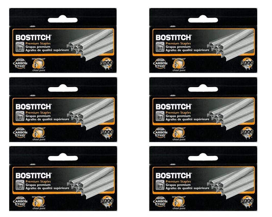 Value Pack of 6 Boxes Stanley Bostitch B8 Powercrown Premium 1/4" Staples (Stcrp21151/4) (2-Pack)