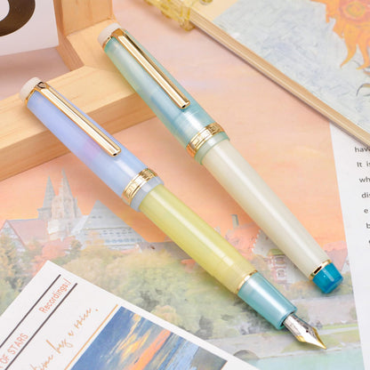 2PCS Jinhao 82 Fountain Pen Extra Fine Nib & Fine Nib with Converter, Mixed Morandi Gold Trim Writing Pen Set