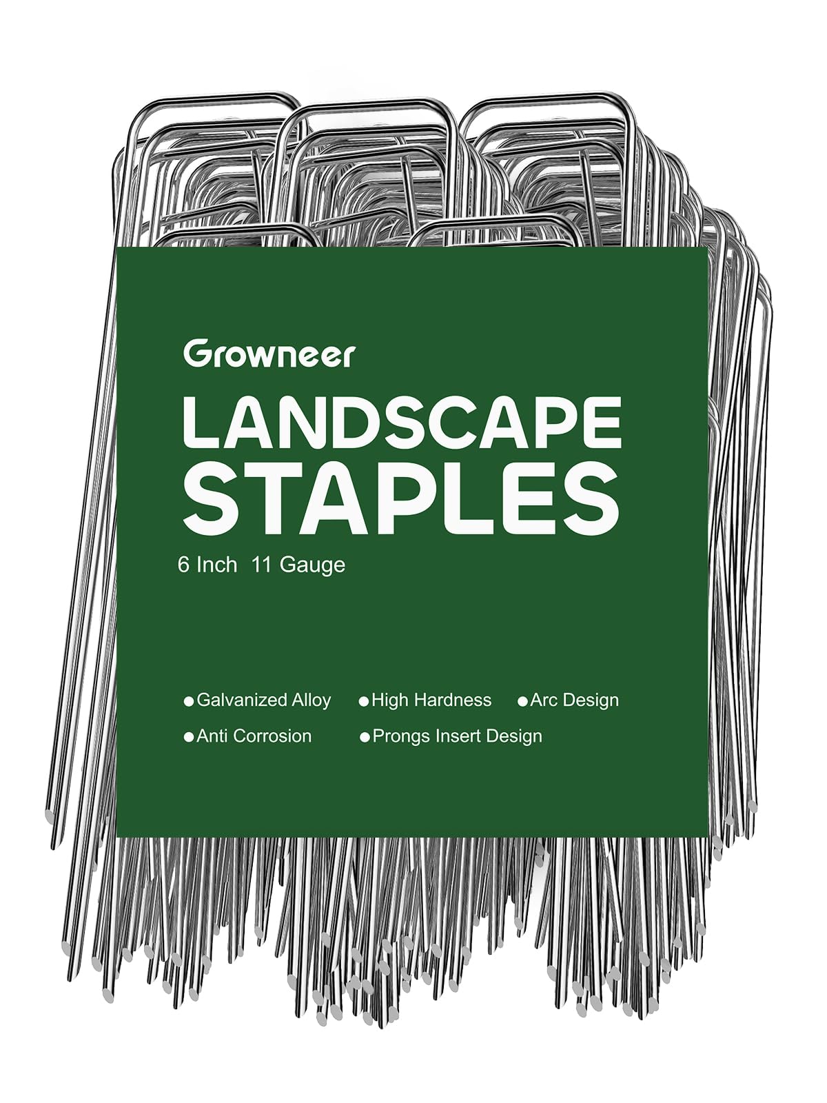 GROWNEER 100 Pack Landscape Staples 6 inch Galvanized Steel Garden Stakes