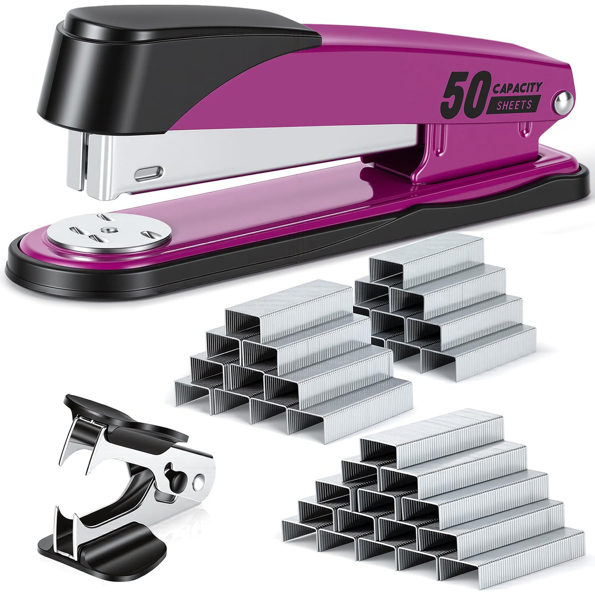 Deli Stapler Heavy Duty, 2000 Staples and Staple Remover, Black