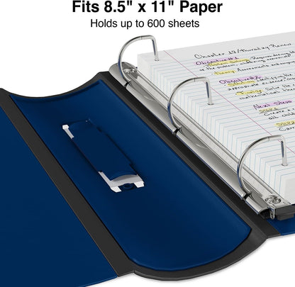 Staples Better Binder, 3 Inch D-Ring, Blue, Reinforced Rubber Spine