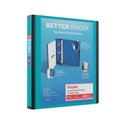 Staples Better Binder, 3 Inch D-Ring, Blue, Reinforced Rubber Spine