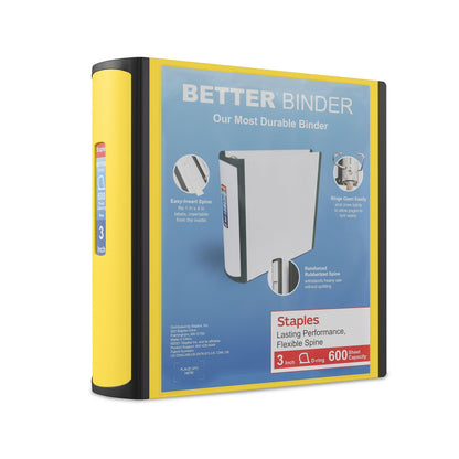Staples Better Binder, 3 Inch D-Ring, Blue, Reinforced Rubber Spine