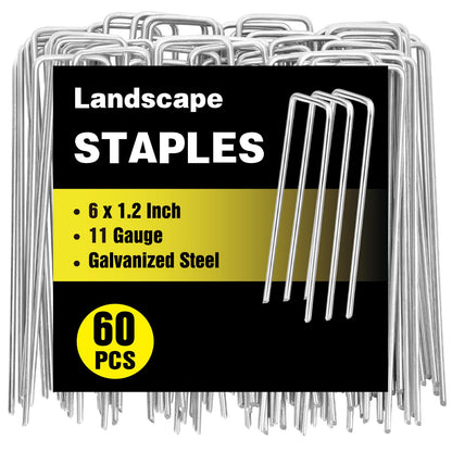 HongWay 500 Pack Landscape Staples 4 Inch, Galvanized Garden Stakes