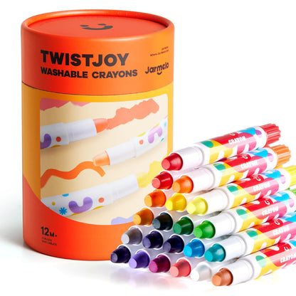 Jar Melo Jumbo Crayons for Toddlers, 12 Colors TwistJoy Washable Crayon