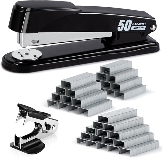 Deli Stapler Heavy Duty, 2000 Staples and Staple Remover, Black