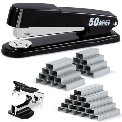 Deli Stapler Heavy Duty, 2000 Staples and Staple Remover, Black