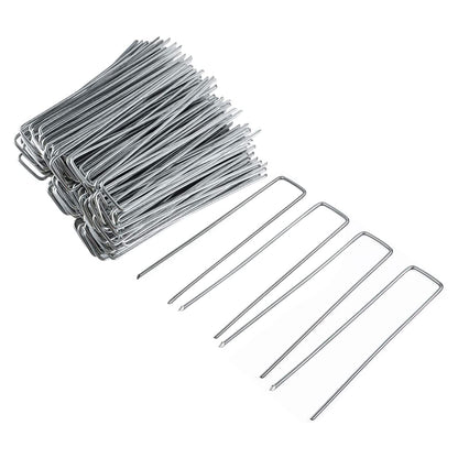 FEED GARDEN 6 Inch 200 Pack Galvanized Landscape Staples 11 Gauge Anti-Rust Garden Stakes Landscaping Fabric SOD Pins Yard Stakes for Christmas Decoration Weed Barrier Fabric