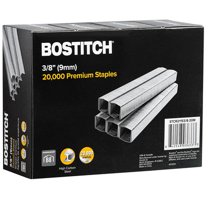 Bostitch B8 Staples 3/8 Inch Length - Pack of 20,000 Powercrown Staples