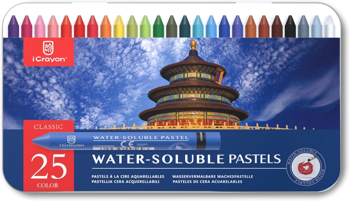 12 Colors Water-Soluble Pastel Crayons Set, Multi-Technique Art Kit with Brush & Palette, Versatile for Watercolor, Oil Pastel & Ink Effects, Easy Blending for Beginners, Sketching & Creative Drawing