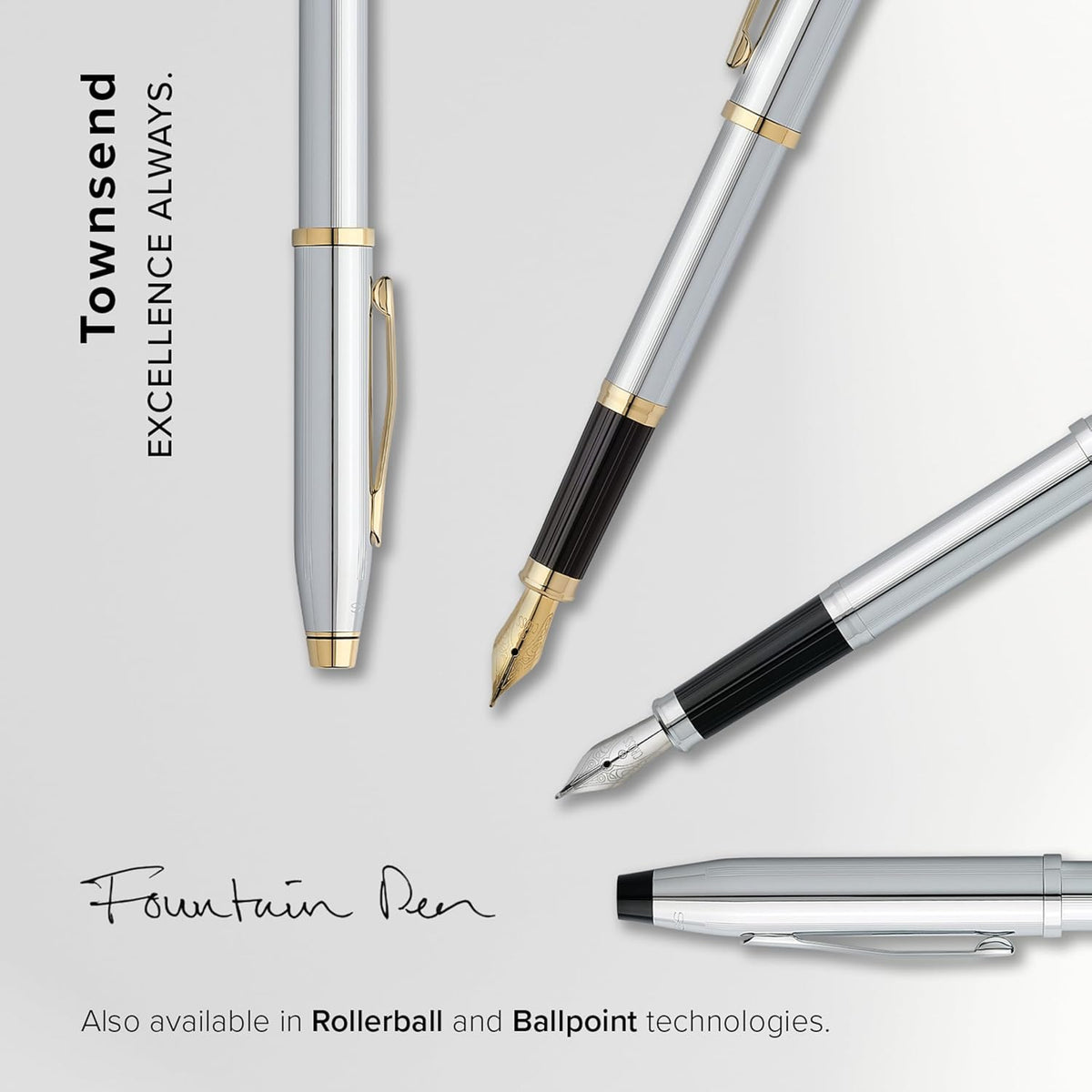 Cross Townsend Refillable Fountain Presented in a Luxury Gift Box - Medium Point, Black Ink, Medalist