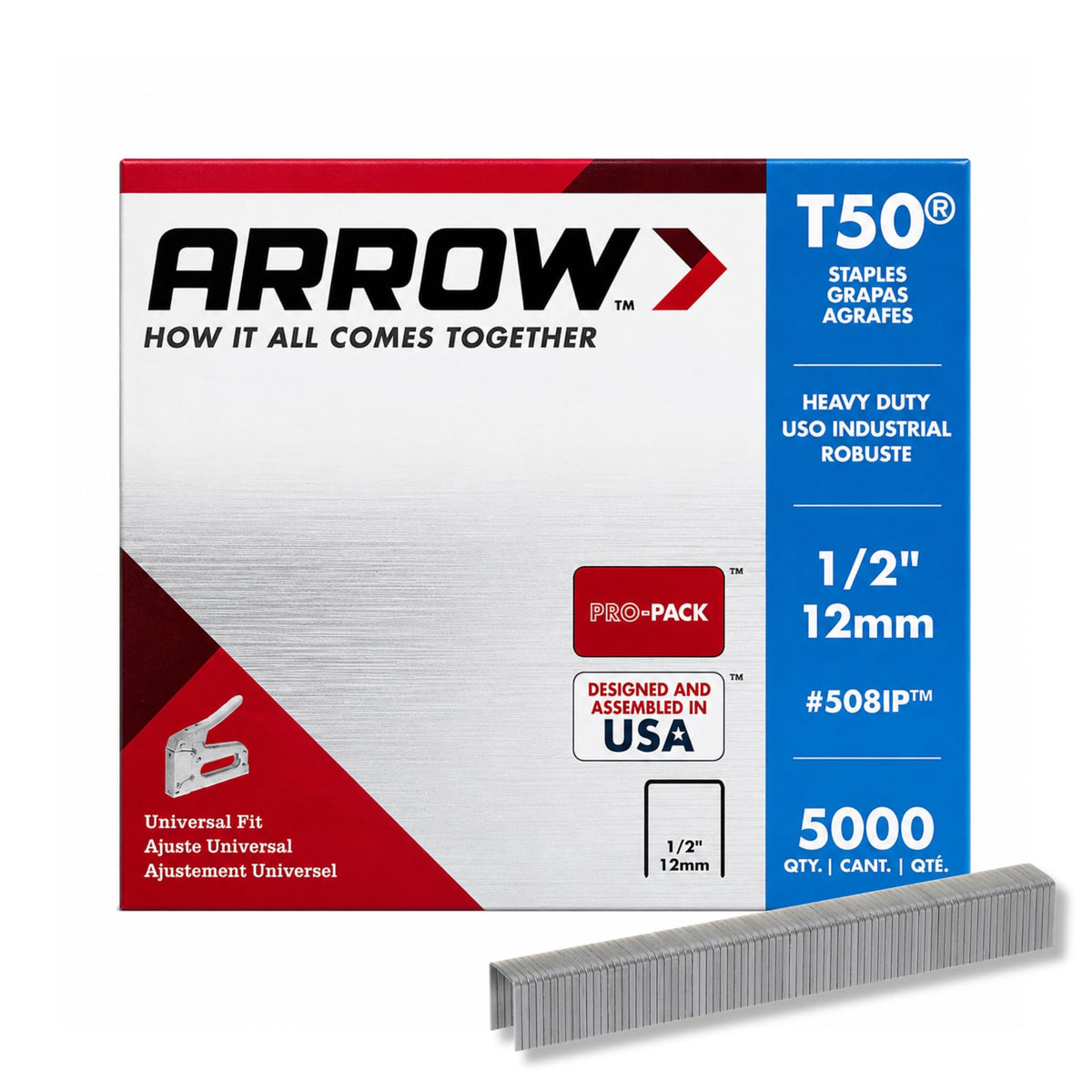 Arrow Fastener 506IP Heavy Duty T50 Staples for Upholstery, Construction, Furniture, Crafts, 3/8-Inch Leg Length, 3/8-Inch Crown Size, 5000 Pieces ( Pack of 1)