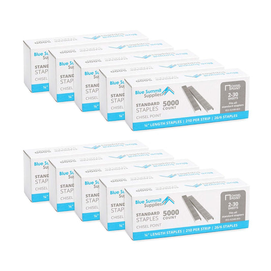 Blue Summit Supplies 50,000 Staples, 1/4" 26/6, Chisel Point, Jam Free