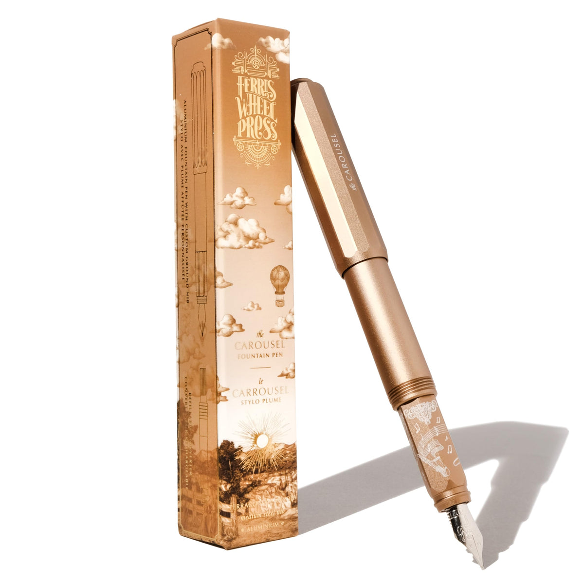 Ferris Wheel Press | Aluminum Carousel Fountain Pen | Little Miss Jubilee | Aircraft grade aluminum body | Threaded cap with air seal system | Dark Pink | Fine