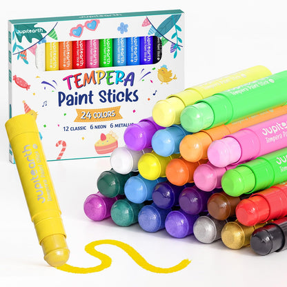 JUPITEARTH Paint Sticks for Kids 36 Colors, Fast-Drying, Smooth