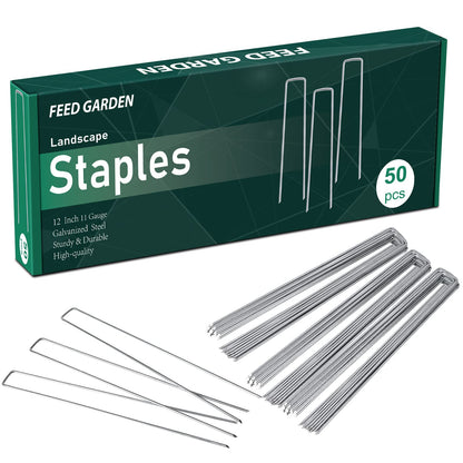 FEED GARDEN 6 Inch 200 Pack Galvanized Landscape Staples 11 Gauge Anti-Rust Garden Stakes Landscaping Fabric SOD Pins Yard Stakes for Christmas Decoration Weed Barrier Fabric