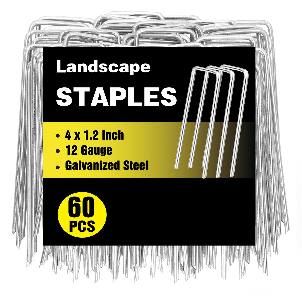 HongWay 500 Pack Landscape Staples 4 Inch, Galvanized Garden Stakes