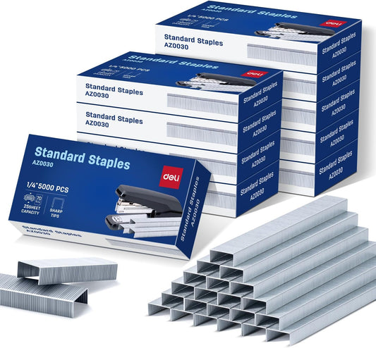 Deli Staples, 50000 Staples, 1/4'' Length, 210/Strip, 10 Boxes of 5000 Each