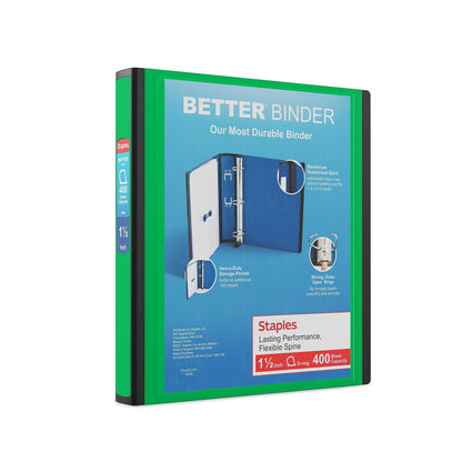 Staples Better Binder, 3 Inch D-Ring, Blue, Reinforced Rubber Spine