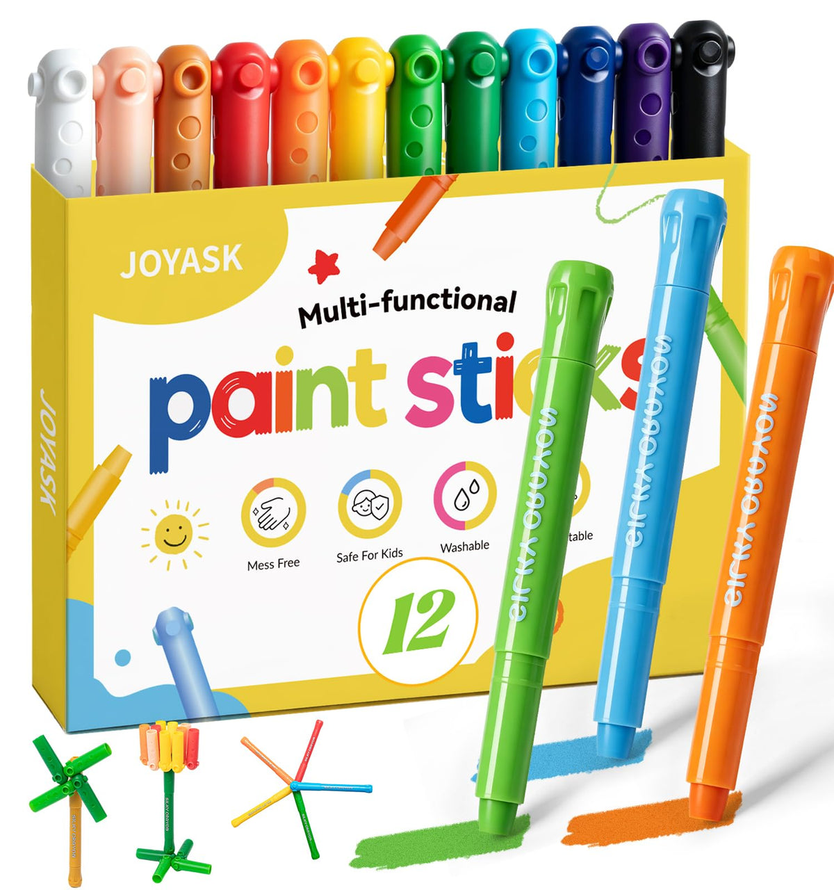 24 Colors Silky Twistable Crayons with Interlocking Caps, Washable Crayons