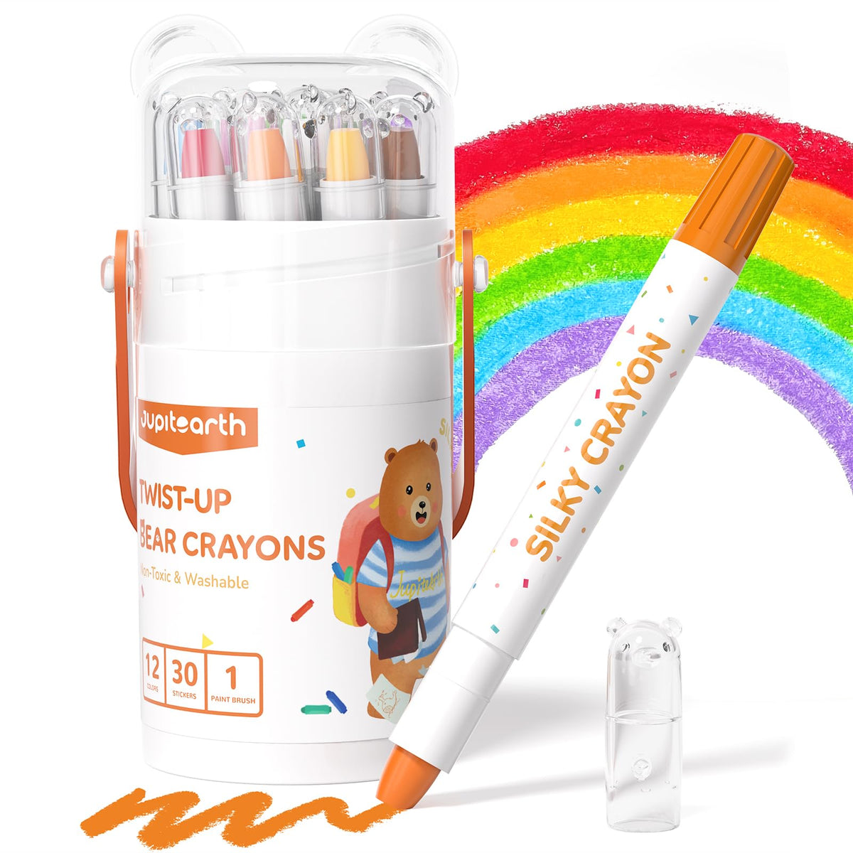 JUPITEARTH Silky Crayons for Toddlers, Twist Crayons, Non-Toxic, 36 Colors