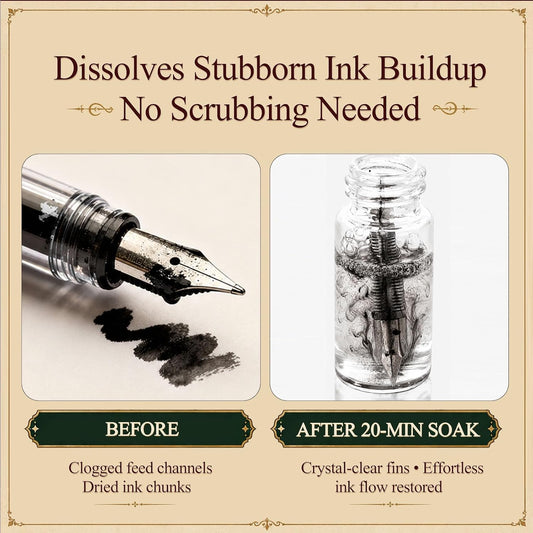 Fountain Pen Cleaner - Safe Flush, Non-Corrosive, Restores Flow