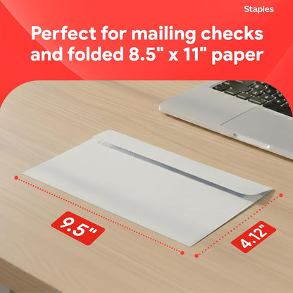 Staples #10 QuickStrip EasyClose Security Envelopes, White, 500/Box