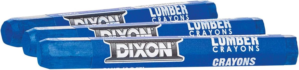 Dixon Industrial Lumber Marking Crayons, 4.5" x 1/2" Hex, Soft-Blue, 12-Pack (52112)