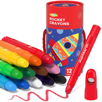 JUPITEARTH 12 Colors Twist Crayons for Toddlers 1-3, Non-Toxic, Washable
