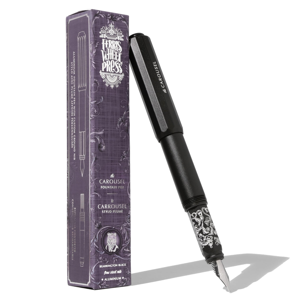 Ferris Wheel Press | Aluminum Carousel Fountain Pen | Little Miss Jubilee | Aircraft grade aluminum body | Threaded cap with air seal system | Dark Pink | Fine