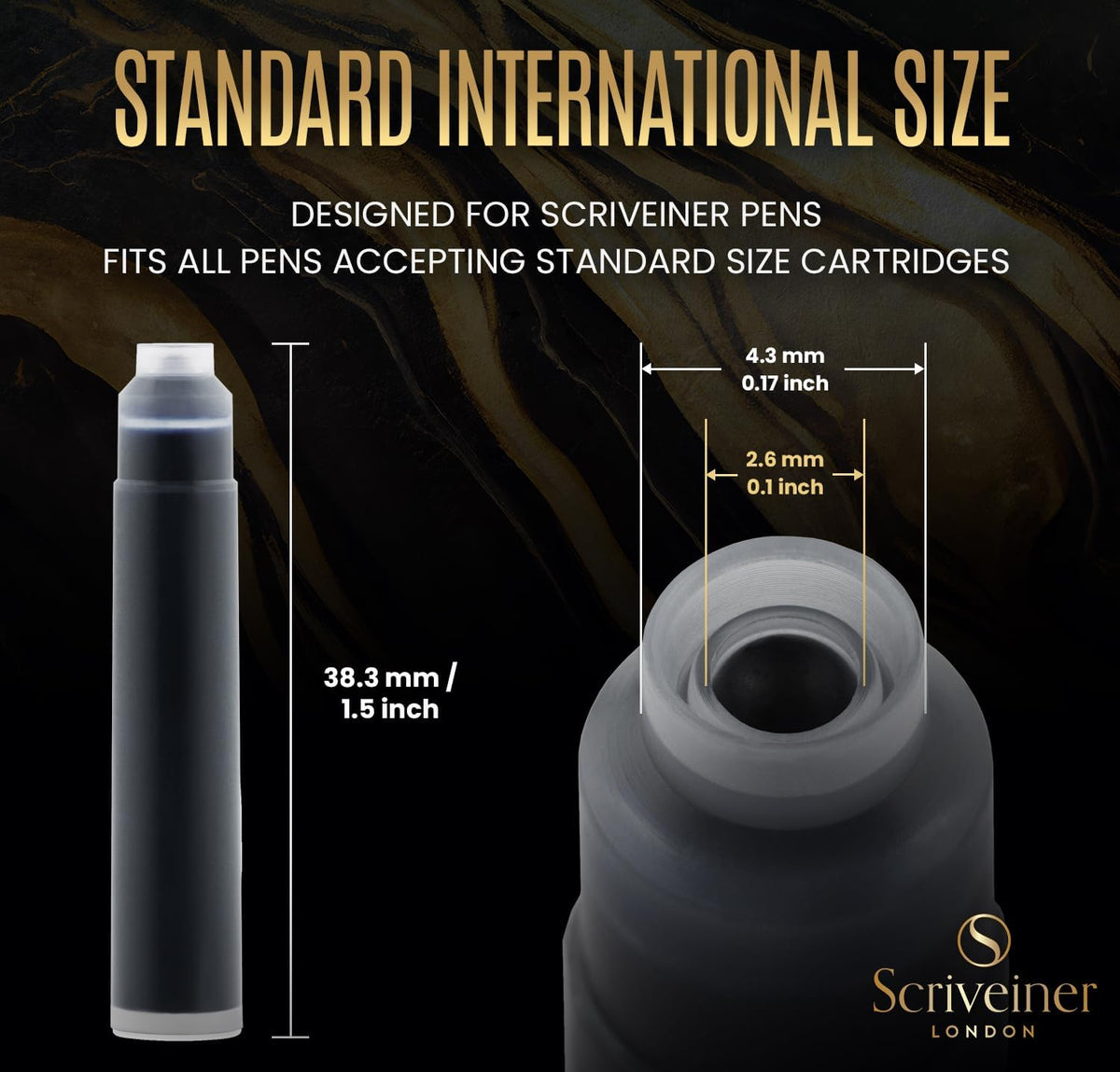 20 Black International Standard Ink Cartridges by Scriveiner