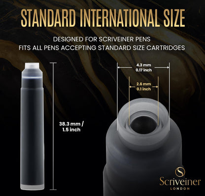 20 Black International Standard Ink Cartridges by Scriveiner