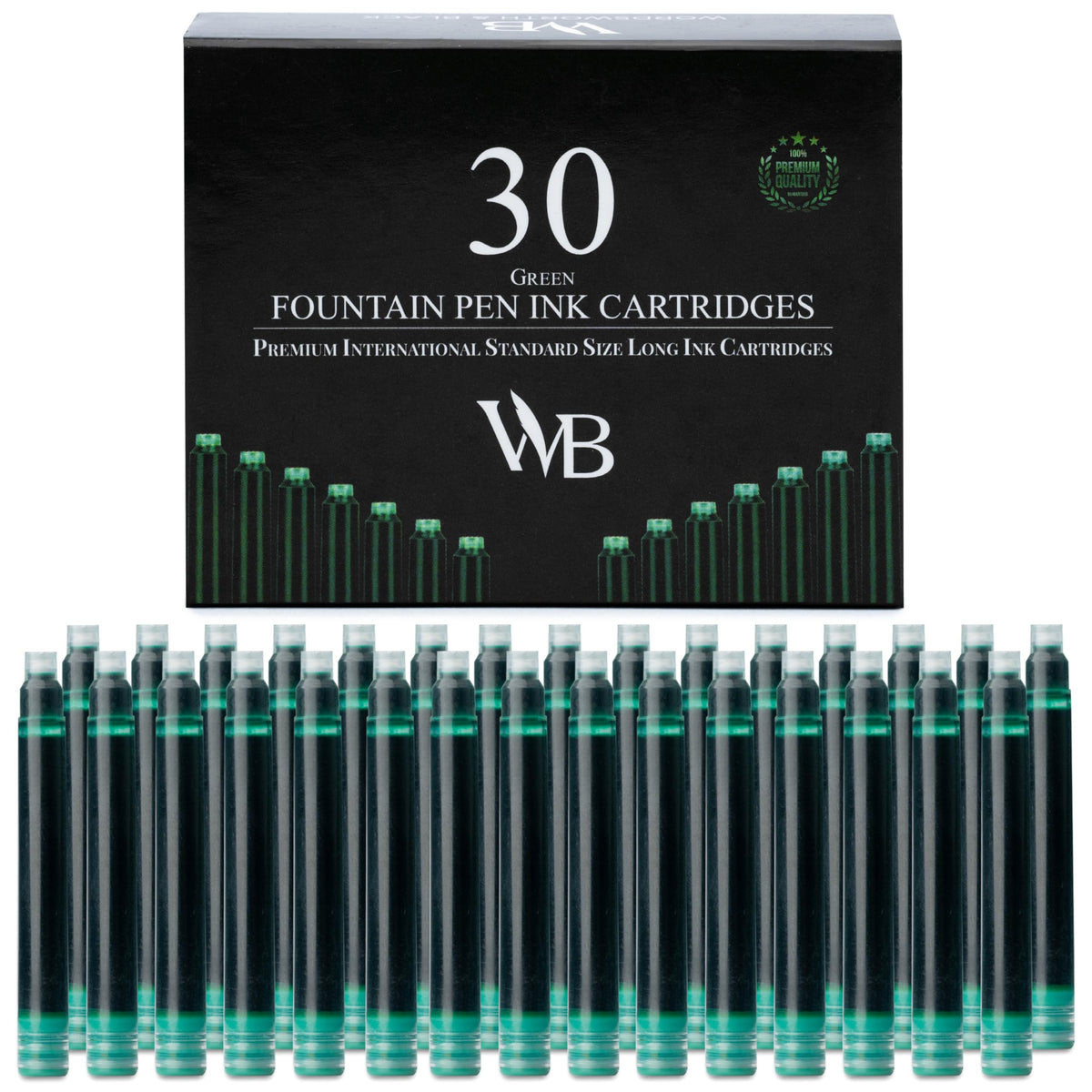 Wordsworth & Black Fountain Pen Ink Cartridge Refills, 30 Pack, Black/Blue